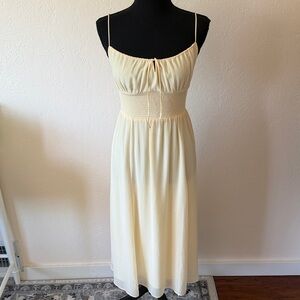 NWT ARITZIA WILFRED GENOA MIDI Dress IN TAPIOCA YELLOW SIZE SMALL